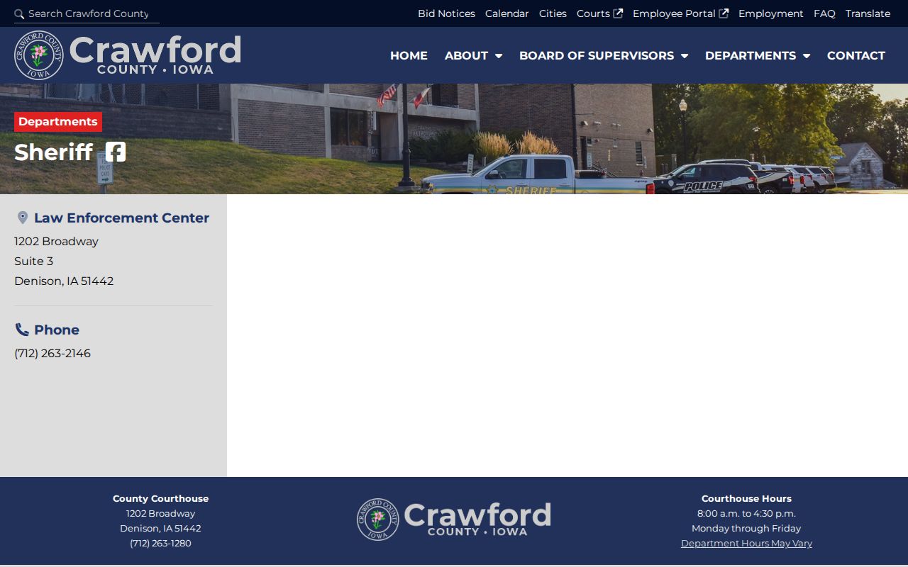 Crawford County Sheriff contact for arrest and booking records