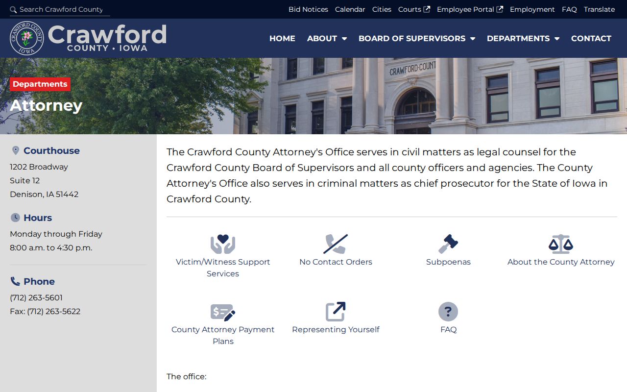 Crawford County criminal records County Attorney office