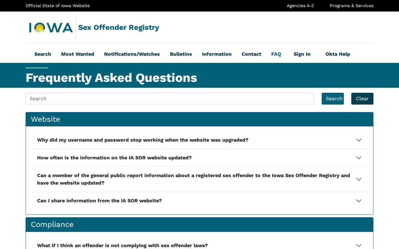 Crawford County sex offender registry watch and search FAQ