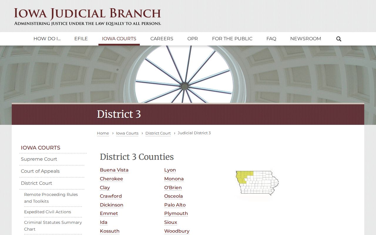 Manilla court records source for Iowa Judicial District 3