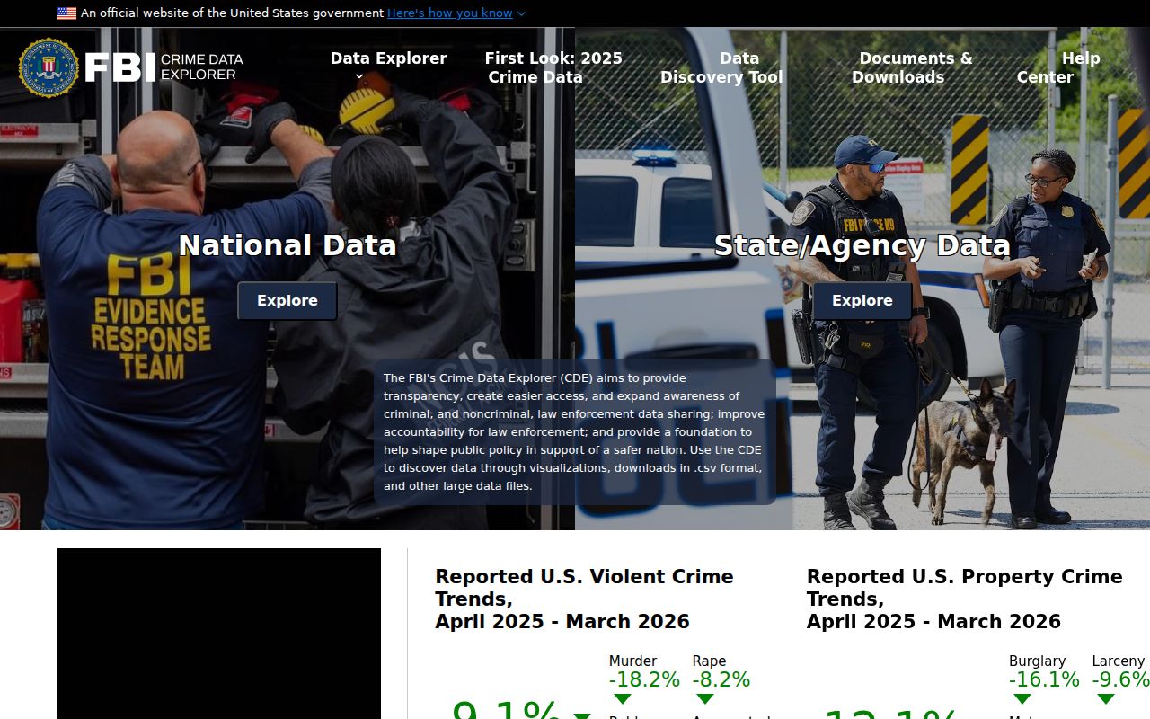 Schleswig record research through the official FBI Crime Data Explorer