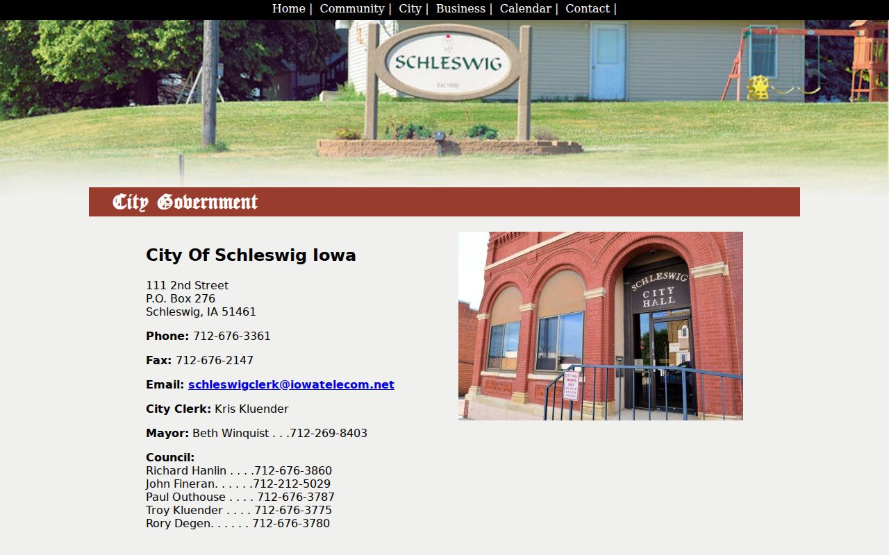 Schleswig record check source on the official city government page